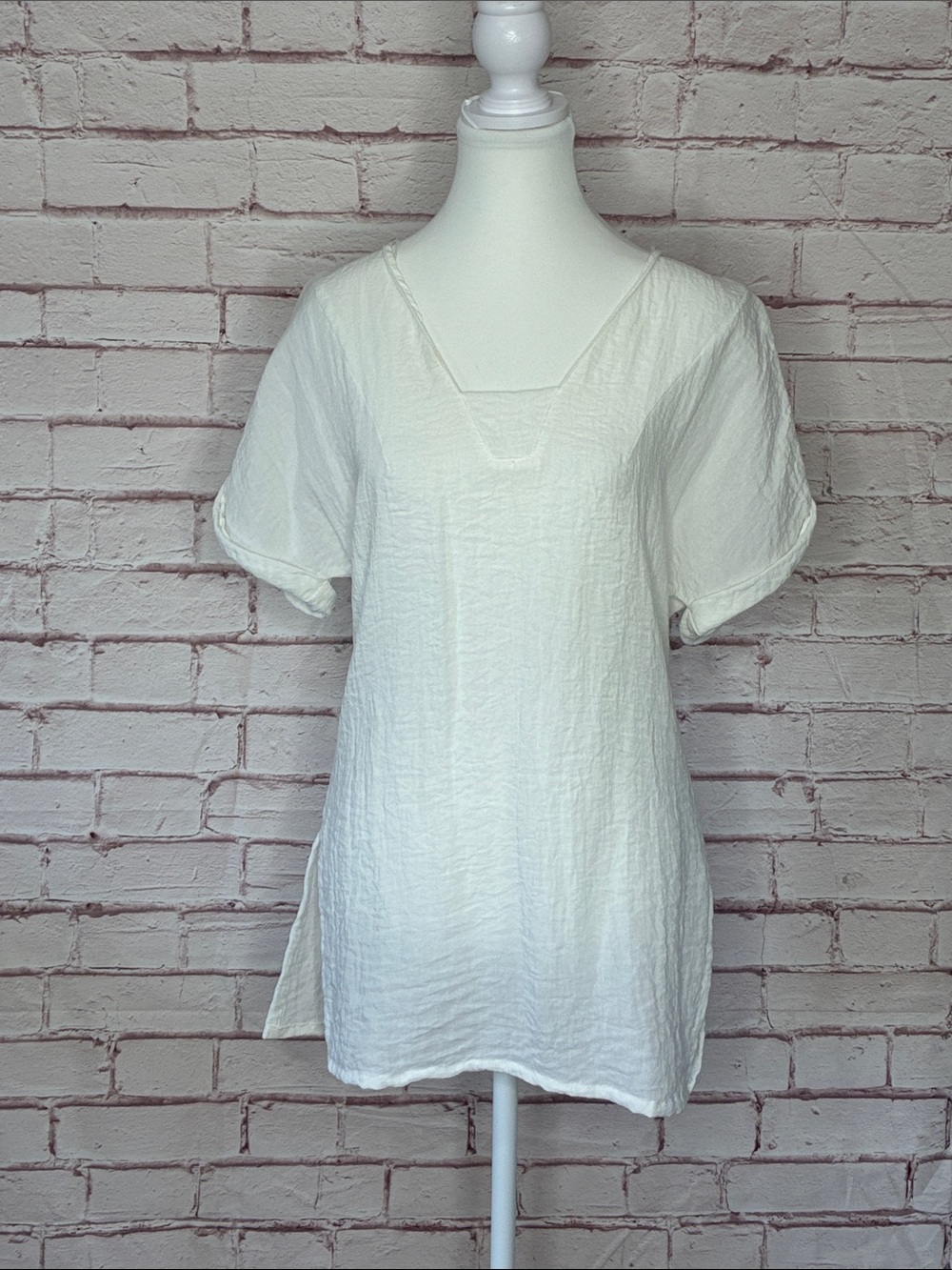Zara Basic V Neck White Tunic Top Like New XS